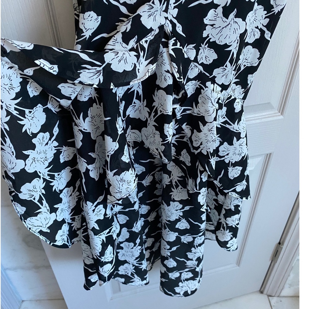 LULUS Women's Darling Daylily White & Black Floral Print High-Low Maxi Dress XS - Picture 8 of 11